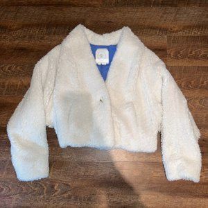 Anthropologie Hei Hei White Sherpa Cropped Jacket - L